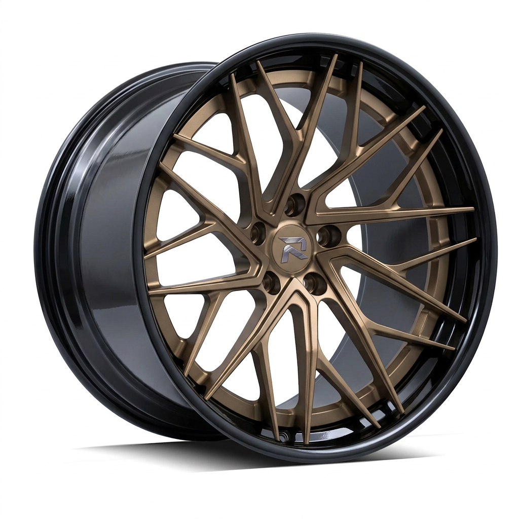 RZR XCIII forged wheel — Satin Bronze / Gloss Black Lip