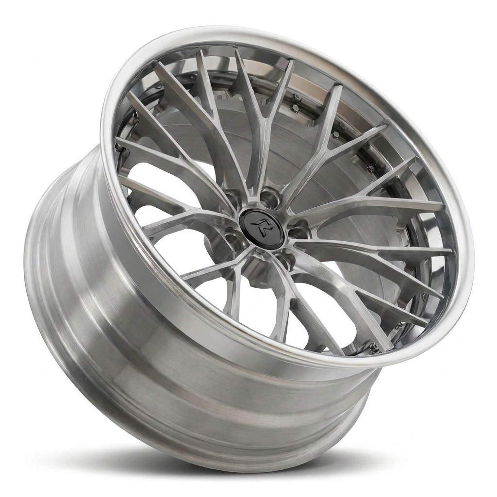 RZR III forged wheel — Brushed Aluminium Face and Barrel / Polished Lip