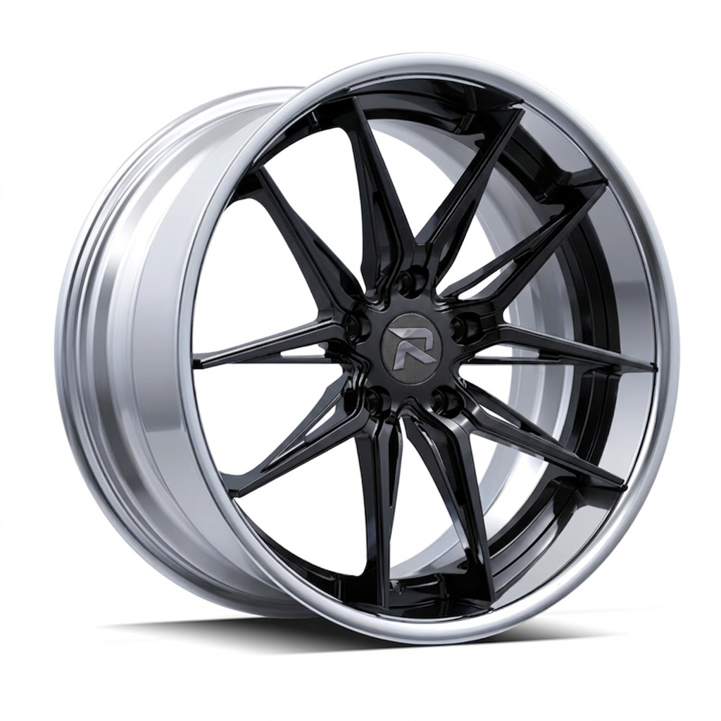 RZR C forged wheel — Liquid Silver Chrome / Black Accents