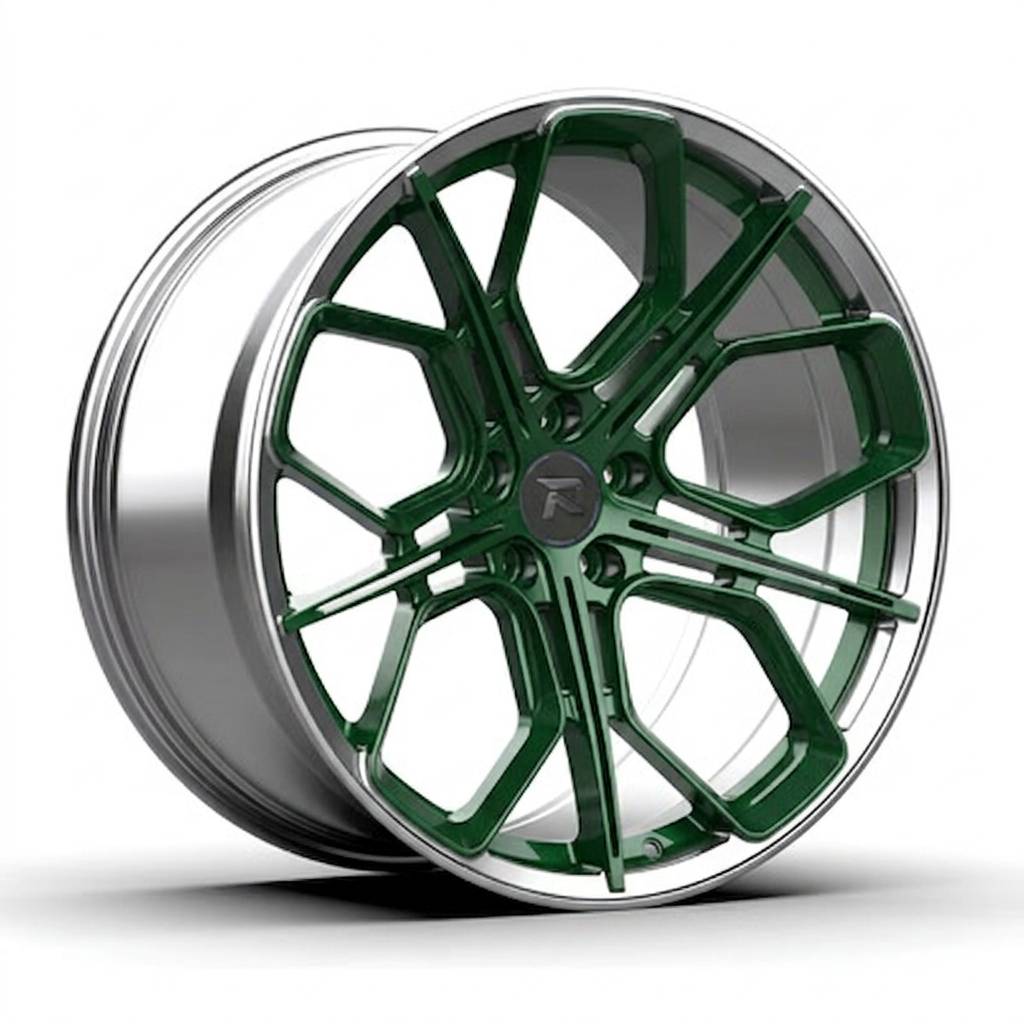 RZR CXXI forged wheel — British Racing Green / Polished Lip