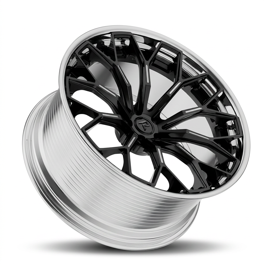 RZR LXVI forged wheel — Gloss Black / Polished Lip