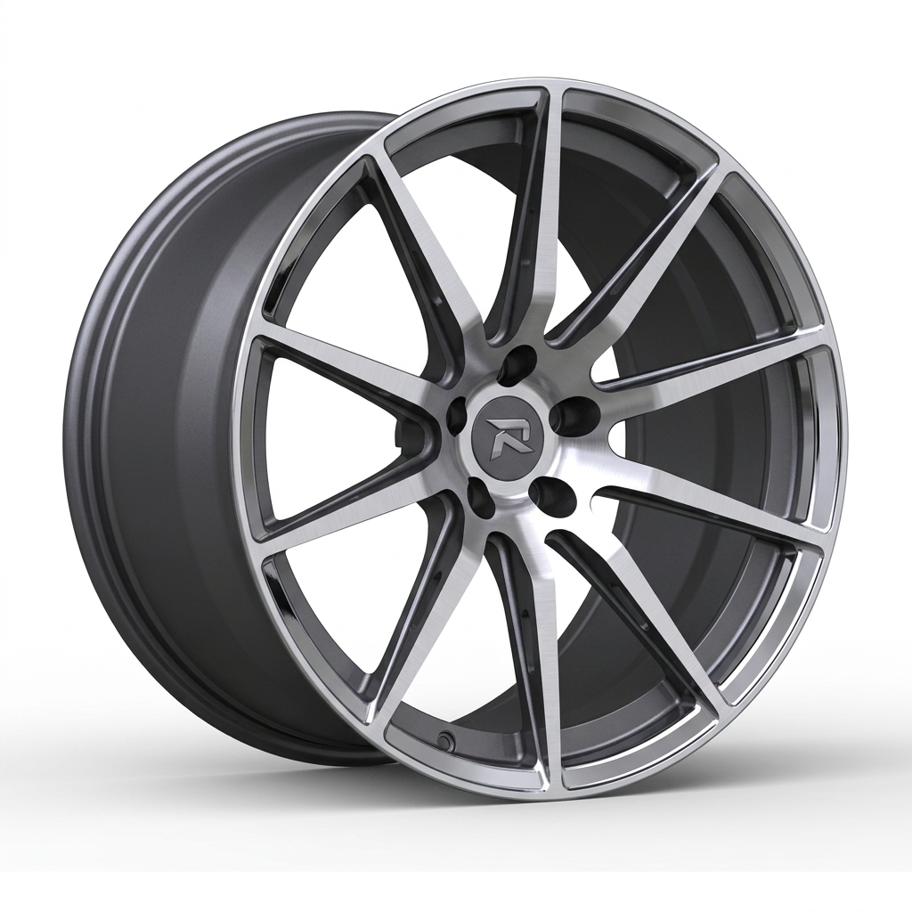 RZR CXCVIII forged wheel — Graphite Machined / Polished Lip