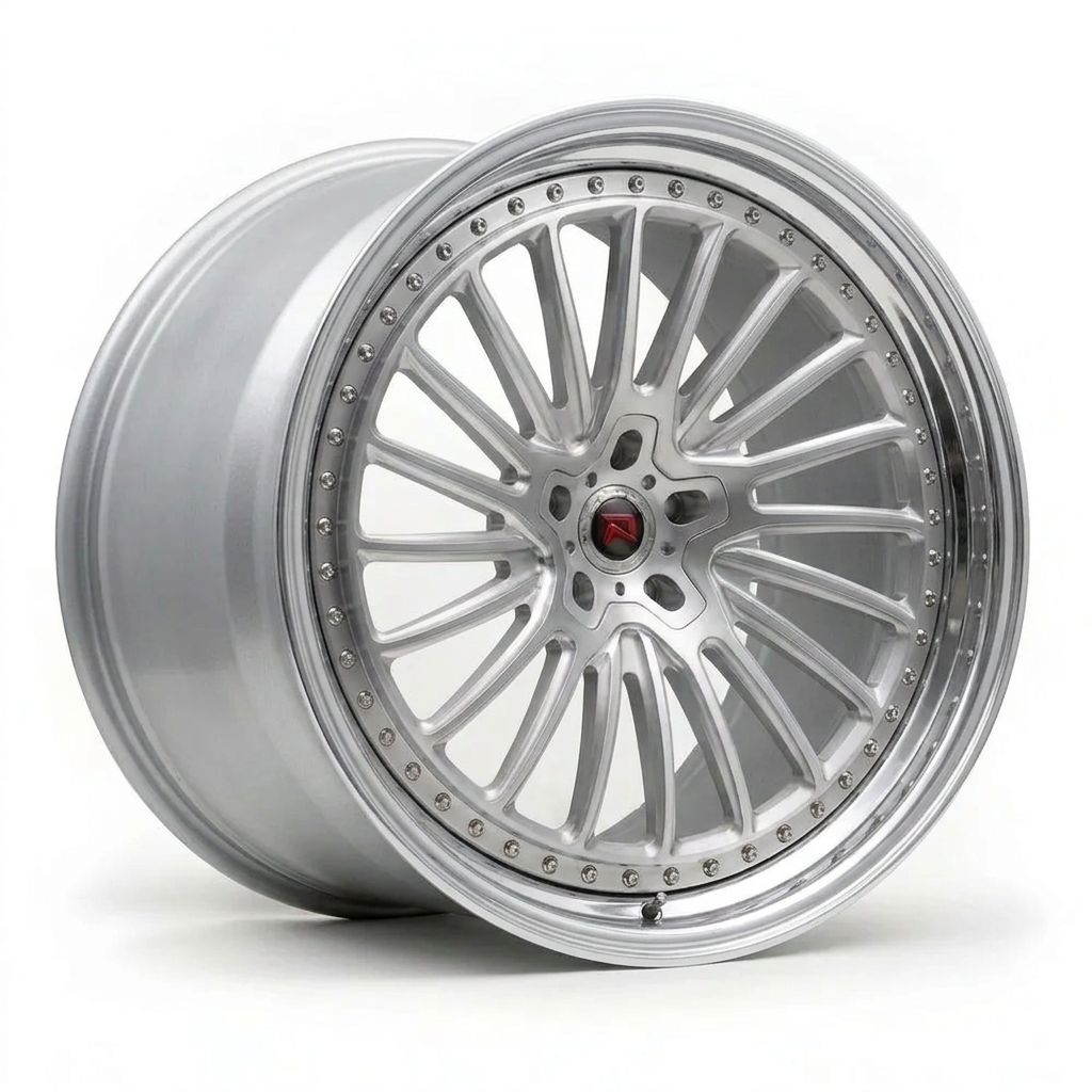 RZR XXV forged wheel — Brushed Silver / Polished Lip