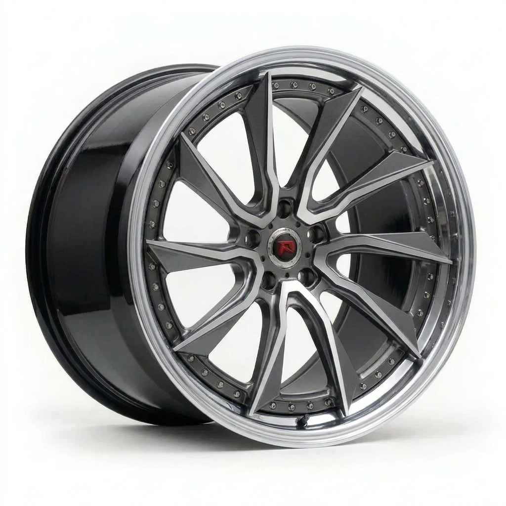 RZR LVIII forged wheel — Graphite Machined / Polished Lip