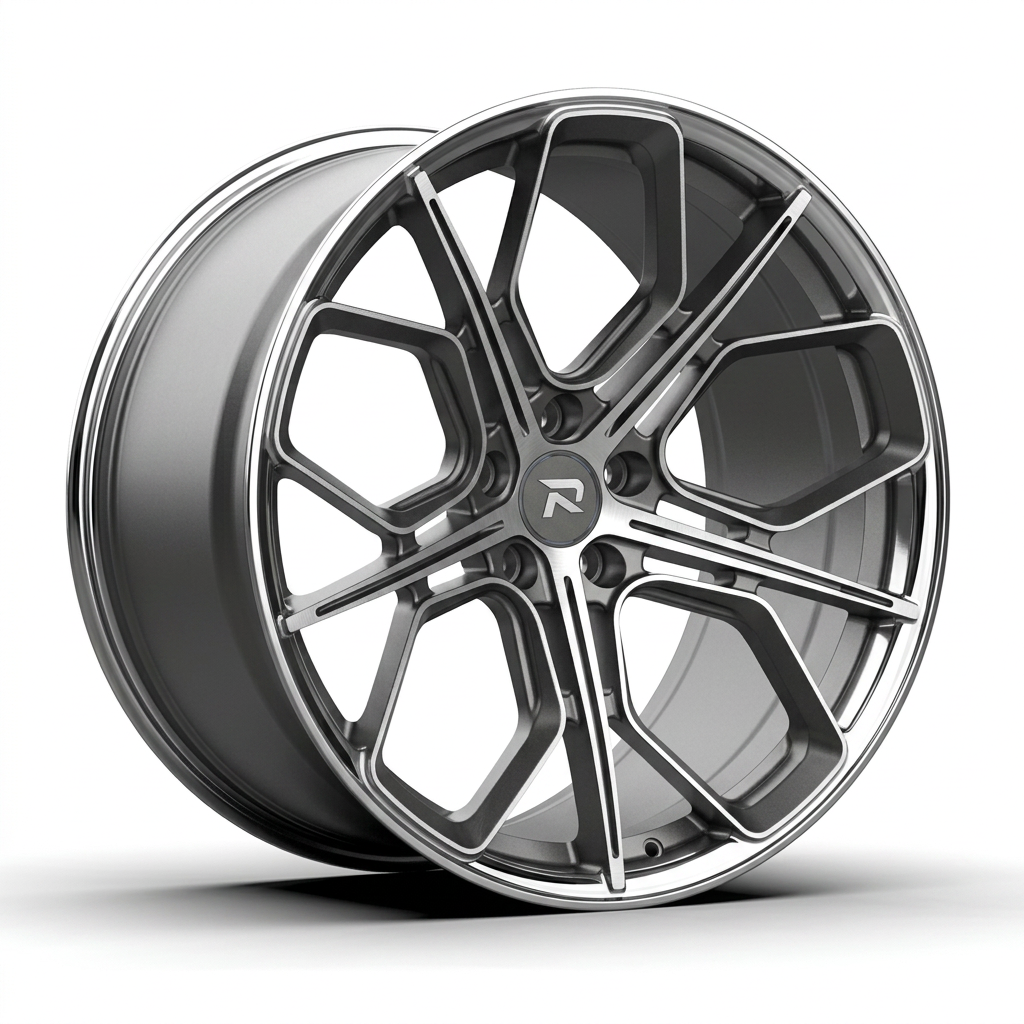 RZR CXXI forged wheel — Graphite Machined / Polished Lip