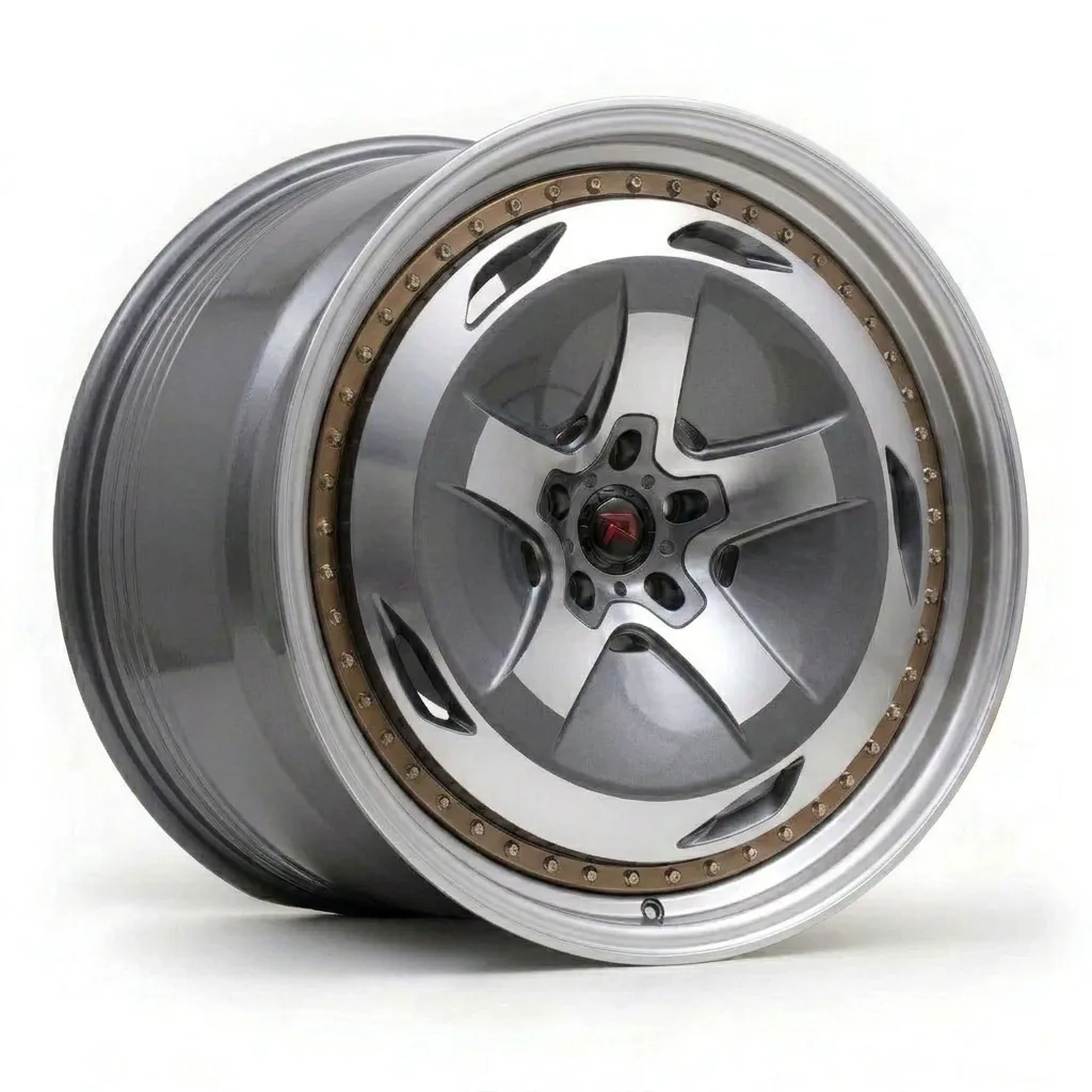 RZR XIV forged wheel — Gunmetal Machined / Polished Lip / Bronze Beadlock