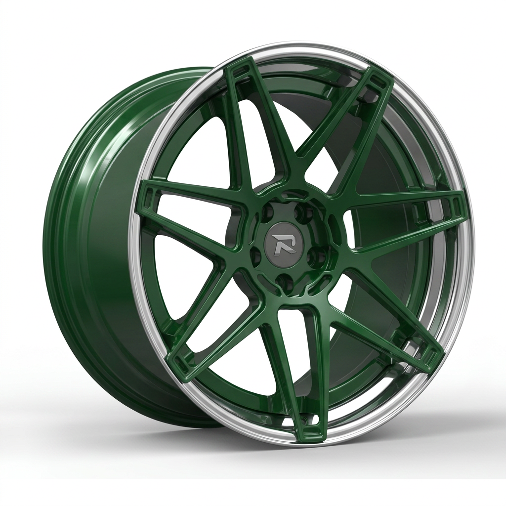 RZR CLXIV forged wheel — British Racing Green / Polished Lip
