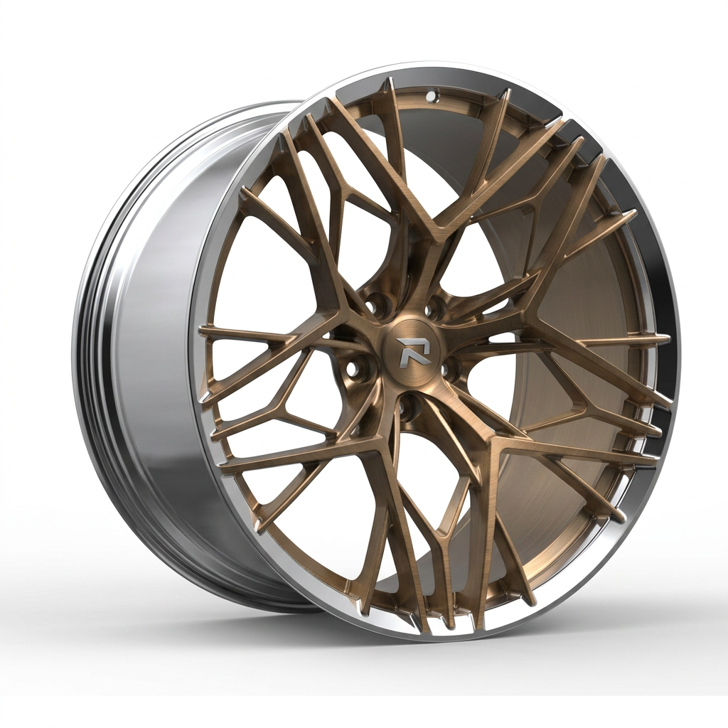 RZR CLXVIII forged wheel — Brushed Bronze / Polished Lip