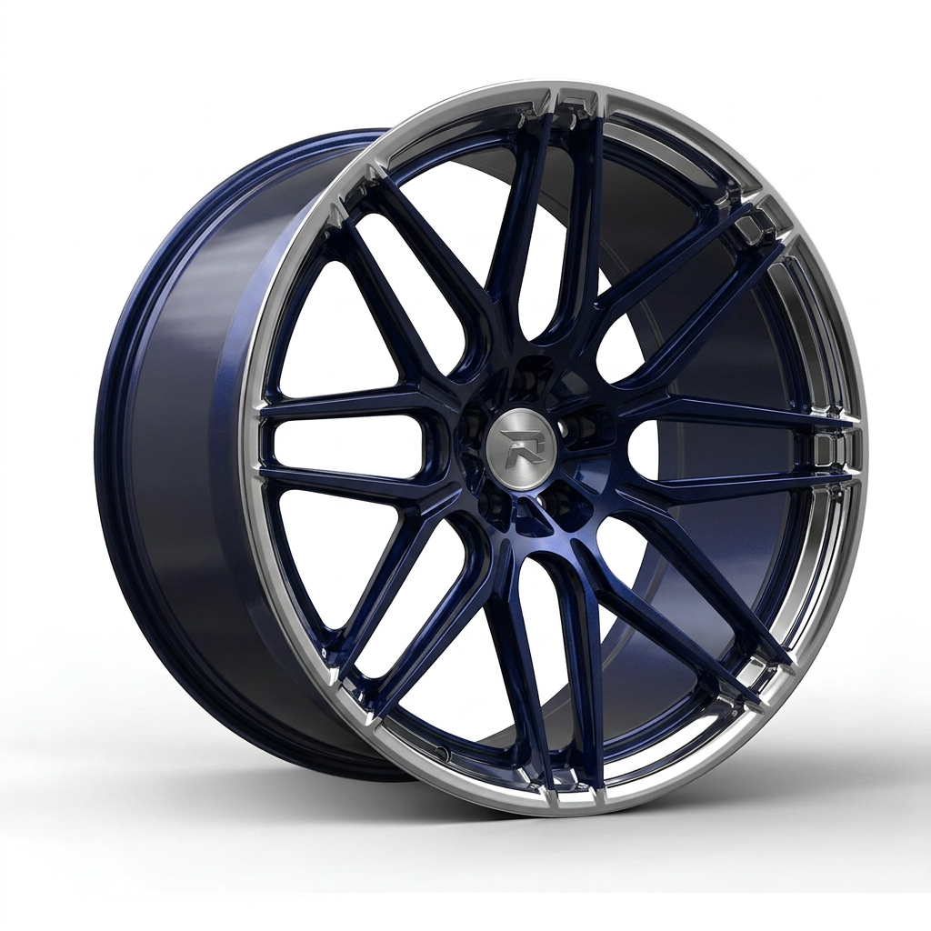 RZR CXVIII forged wheel — Midnight Blue Pearl / Polished Lip