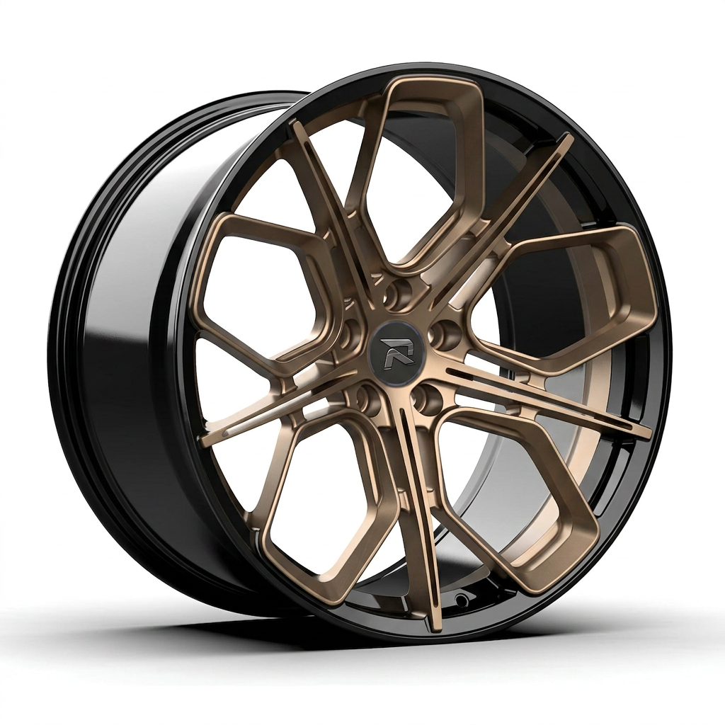 RZR CXXI forged wheel — Satin Bronze / Gloss Black Lip