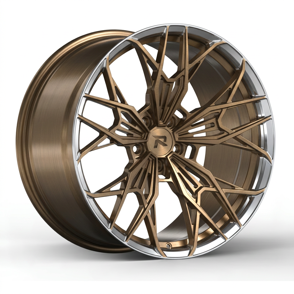 RZR CLXXXVI forged wheel — Brushed Bronze / Polished Lip