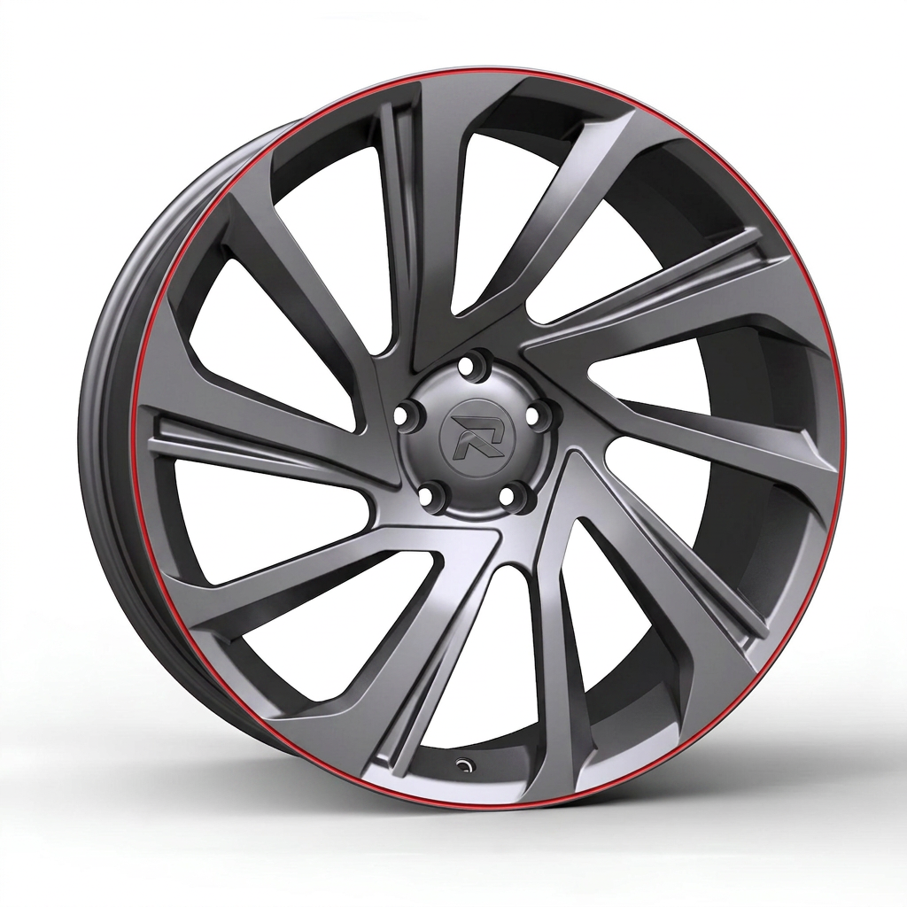 RZR CLIX forged wheel — Gunmetal / Red Pinstripe