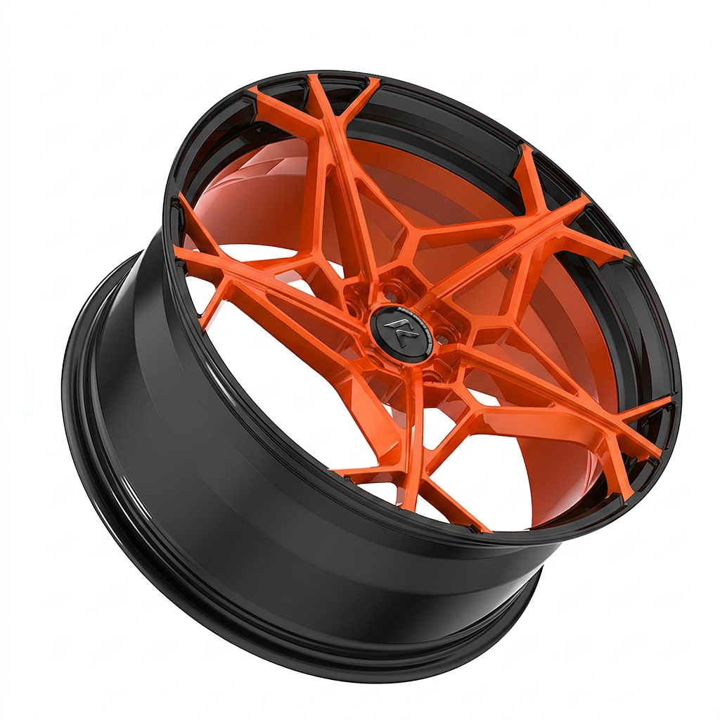 RZR XC forged wheel — Candy Orange / Gloss Black Lip