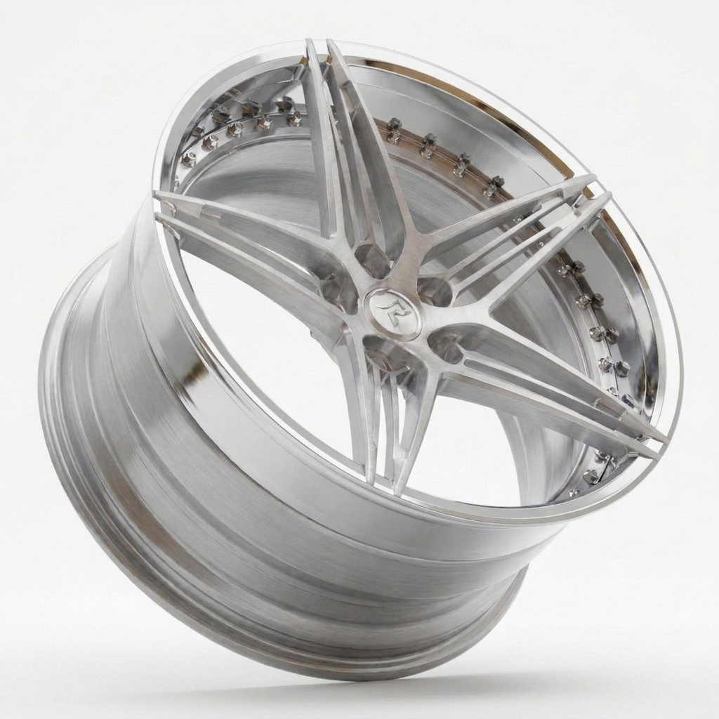RZR VII custom forged wheel in Full Brushed Silver / Polished Lip