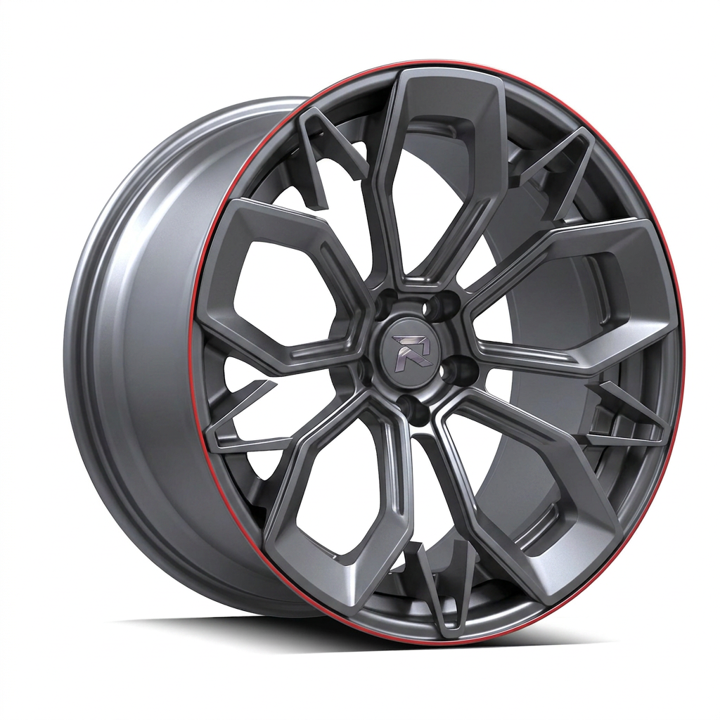 RZR CVI forged wheel — Gunmetal / Red Pinstripe