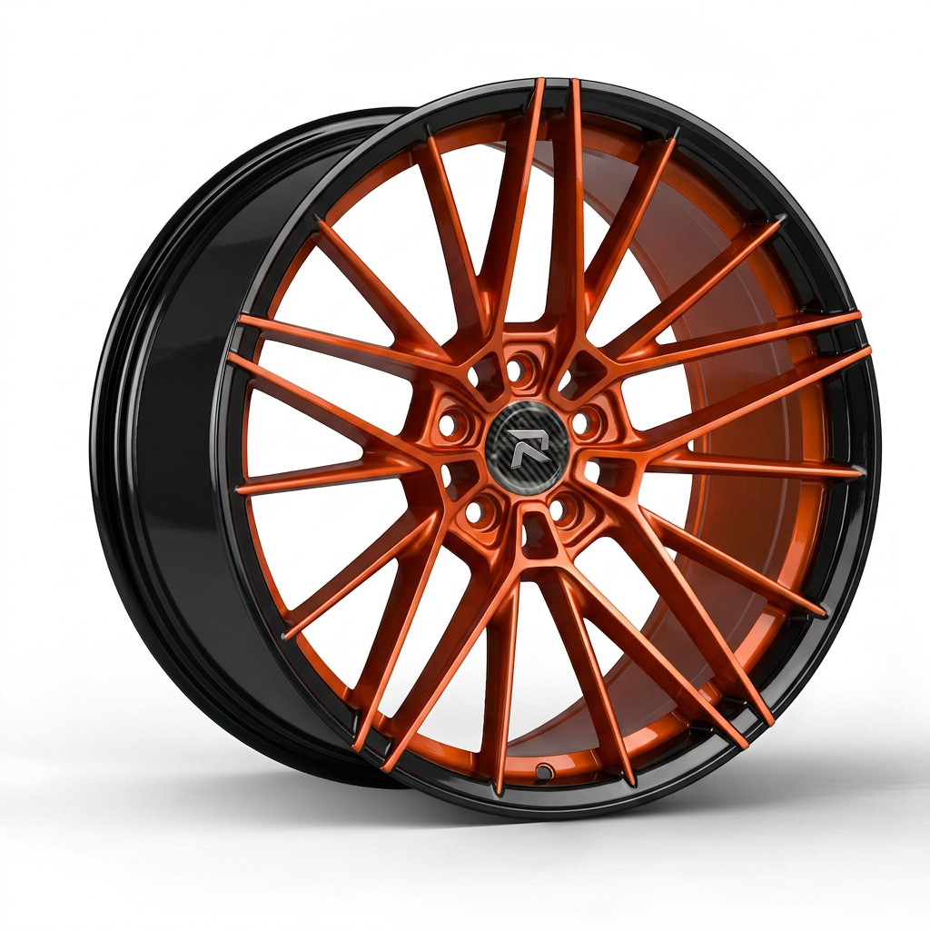 RZR CLVIII forged wheel — Candy Orange / Gloss Black Lip