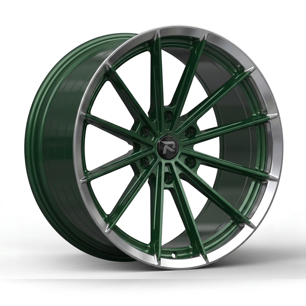 RZR CXX forged wheel — British Racing Green / Polished Lip