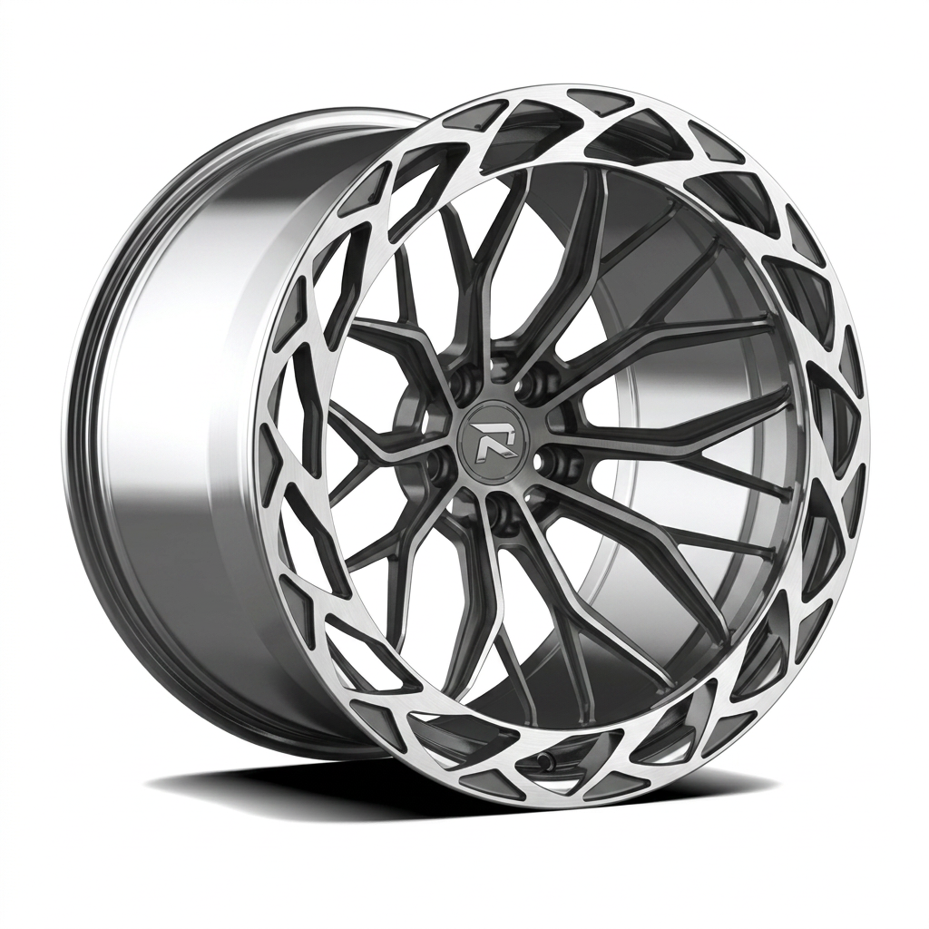 RZR CXXXIX forged wheel — Graphite Machined / Polished Lip