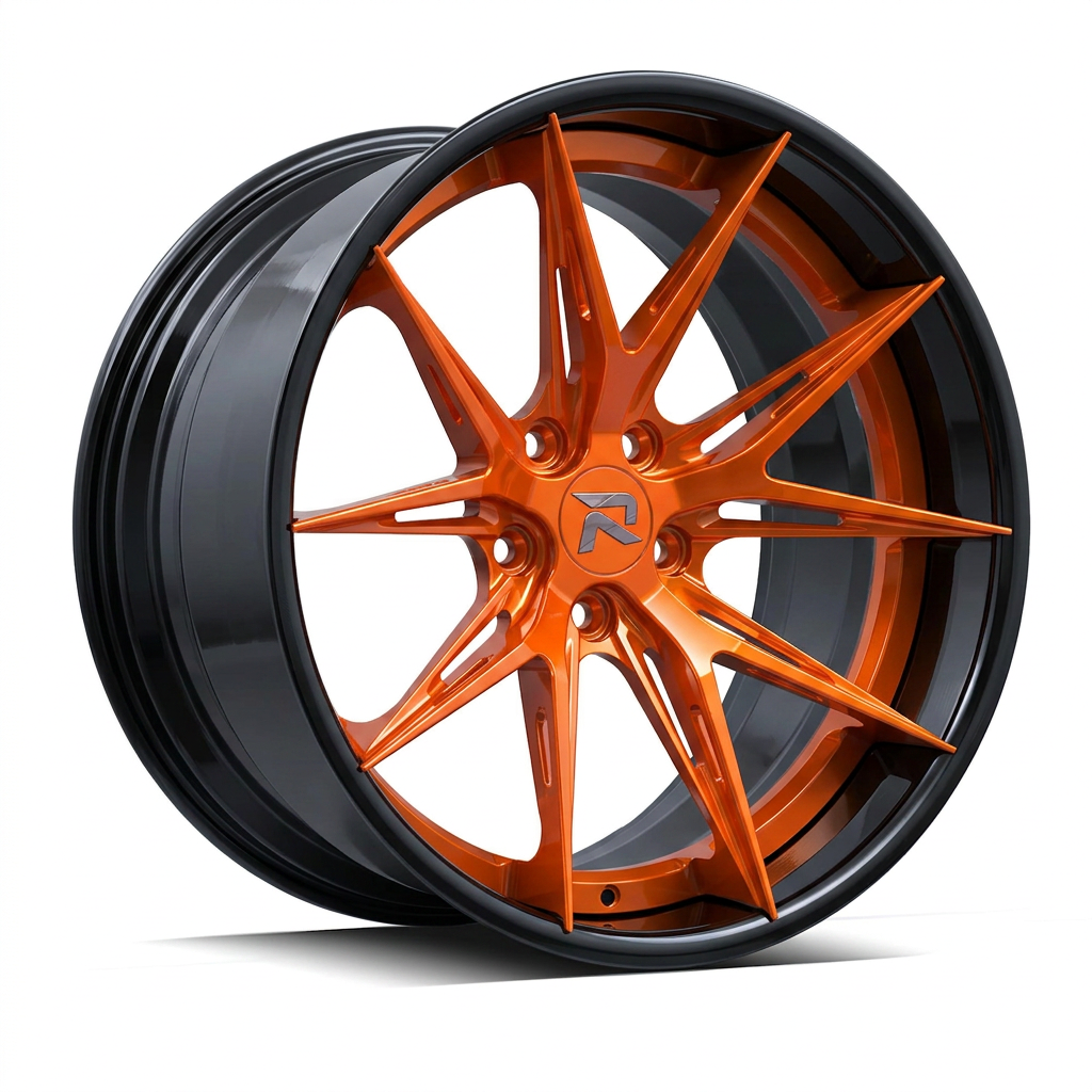 RZR XCII forged wheel — Candy Orange / Gloss Black Lip