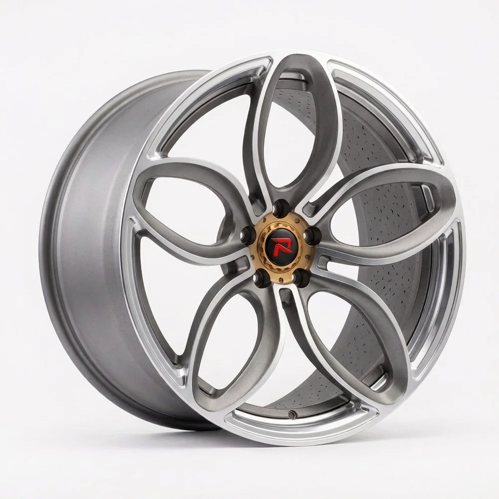 RZR XLVIII forged wheel — Frozen Grey Matte / Polished Lip