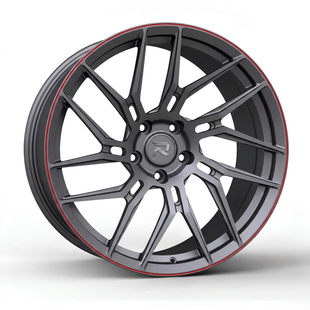 RZR CLXIII forged wheel — Gunmetal / Red Pinstripe