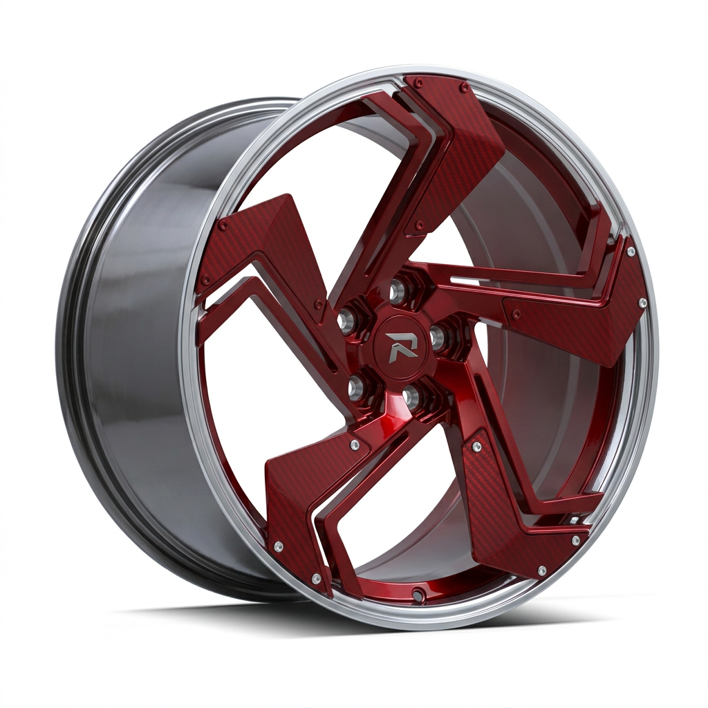 RZR CXXIV forged wheel — Candy Red / Polished Lip