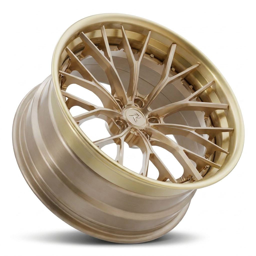 RZR III forged wheel — Brushed Champagne Face and Barrel / Satin Gold Lip