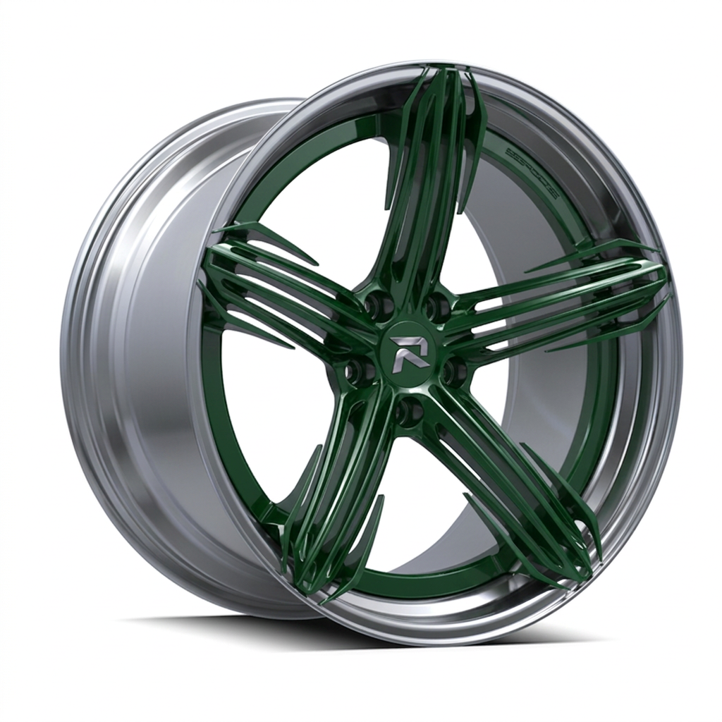 RZR CIV forged wheel — British Racing Green / Polished Lip