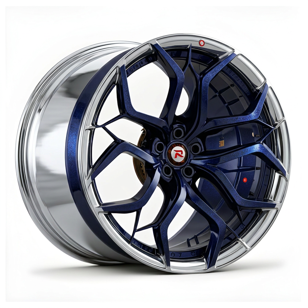 RZR XVIII forged wheel — Midnight Blue Pearl / Polished Lip