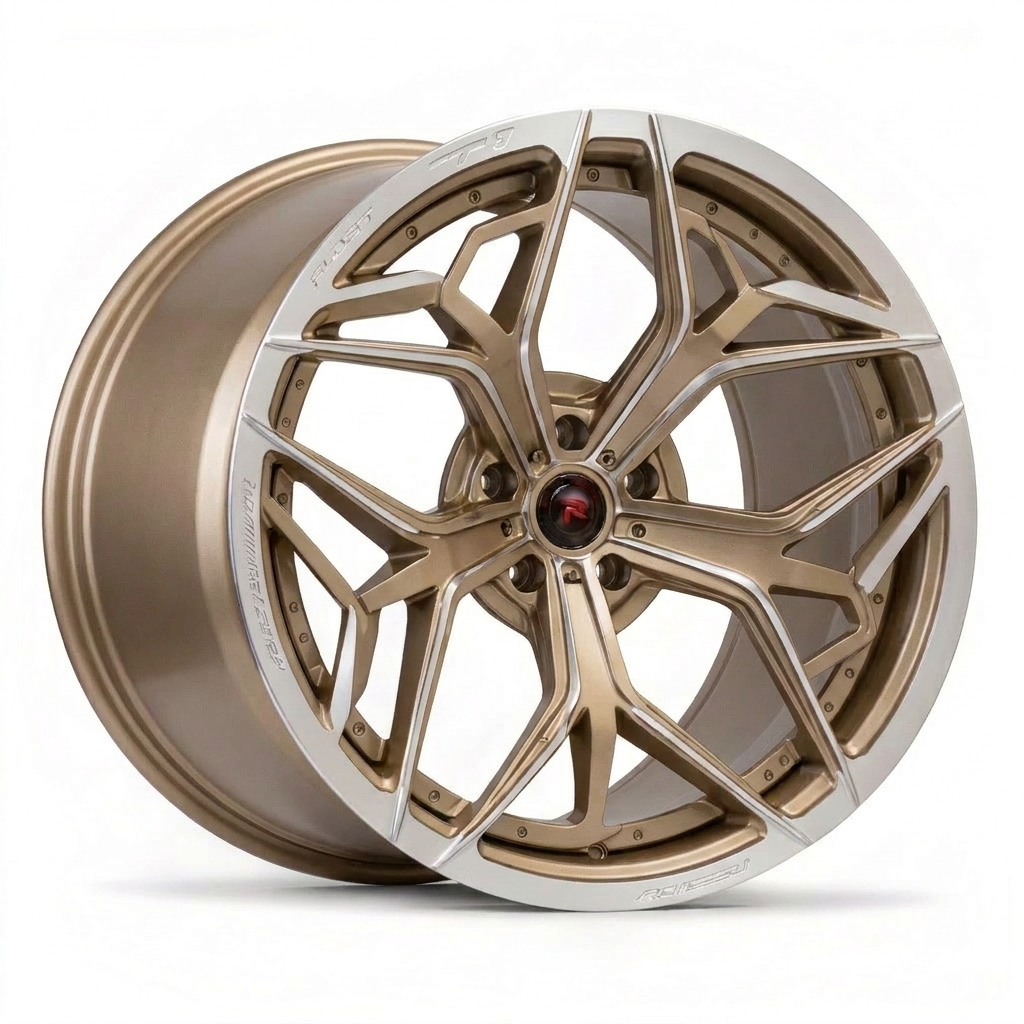 RZR XIII forged wheel — Brushed Champagne Bronze / Polished Silver Face