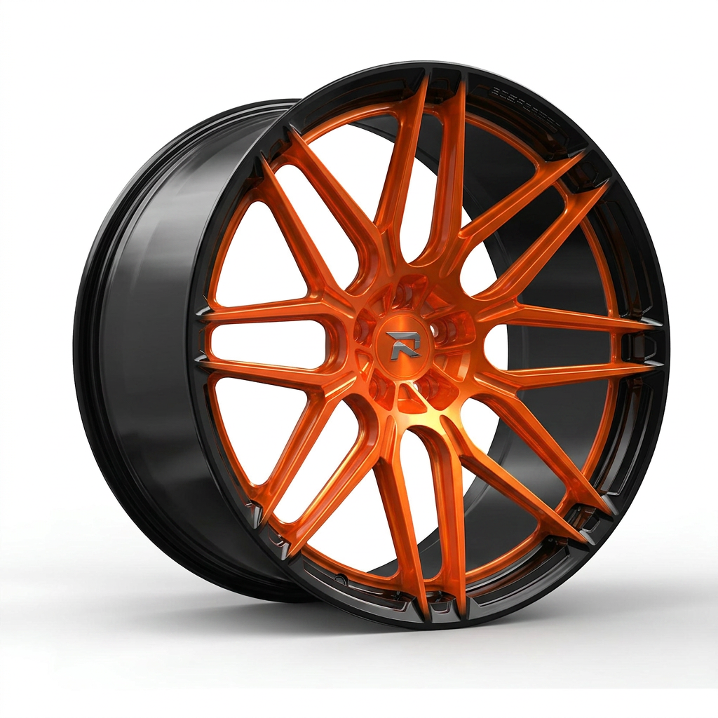RZR CXVIII forged wheel — Candy Orange / Gloss Black Lip