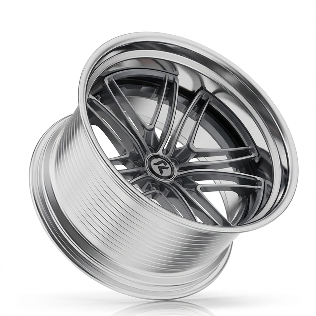RZR LXVIII forged wheel — Graphite Machined / Polished Lip