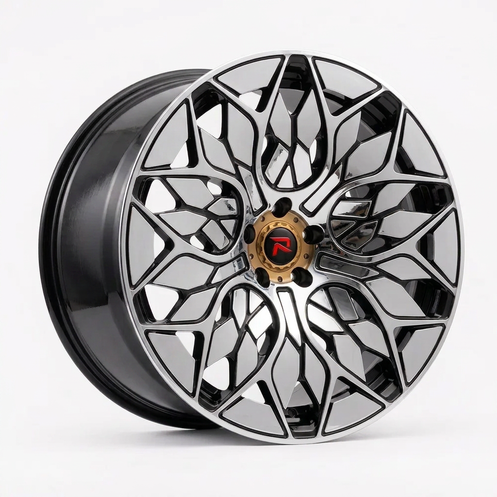 RZR L forged wheel — Liquid Silver Chrome / Black Accents