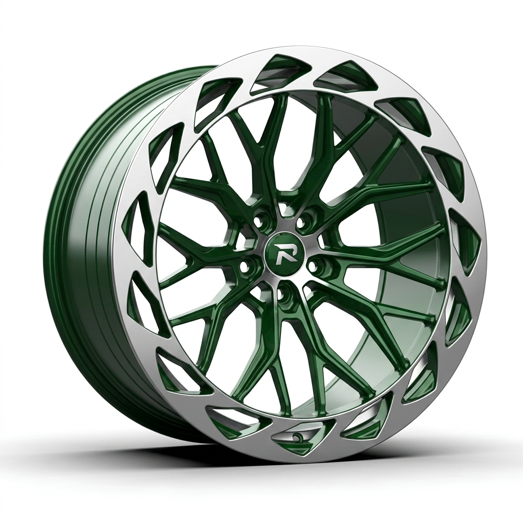 RZR CXXIII forged wheel — British Racing Green / Polished Lip