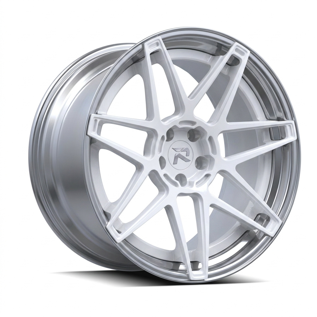 RZR XCVIII forged wheel — Gloss White / Polished Lip