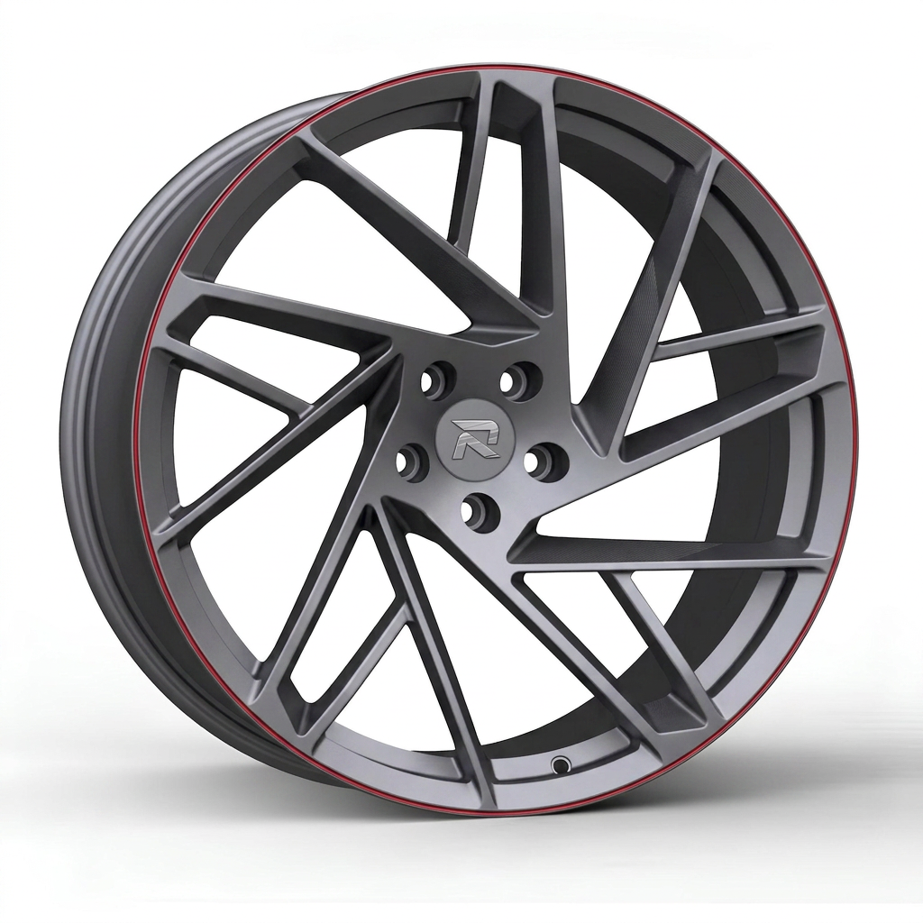 RZR CXIII forged wheel — Gunmetal / Red Pinstripe