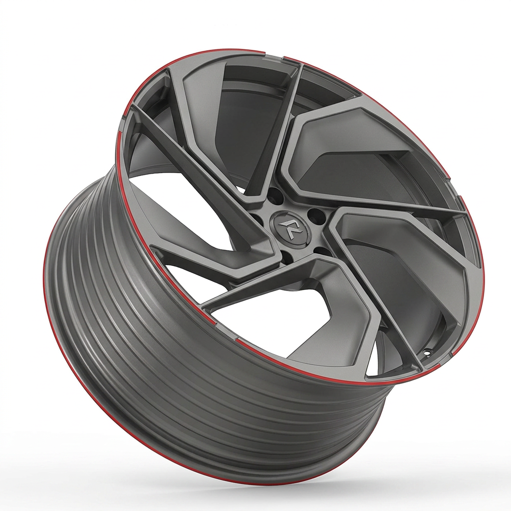 RZR LXXXI forged wheel — Gunmetal / Red Pinstripe