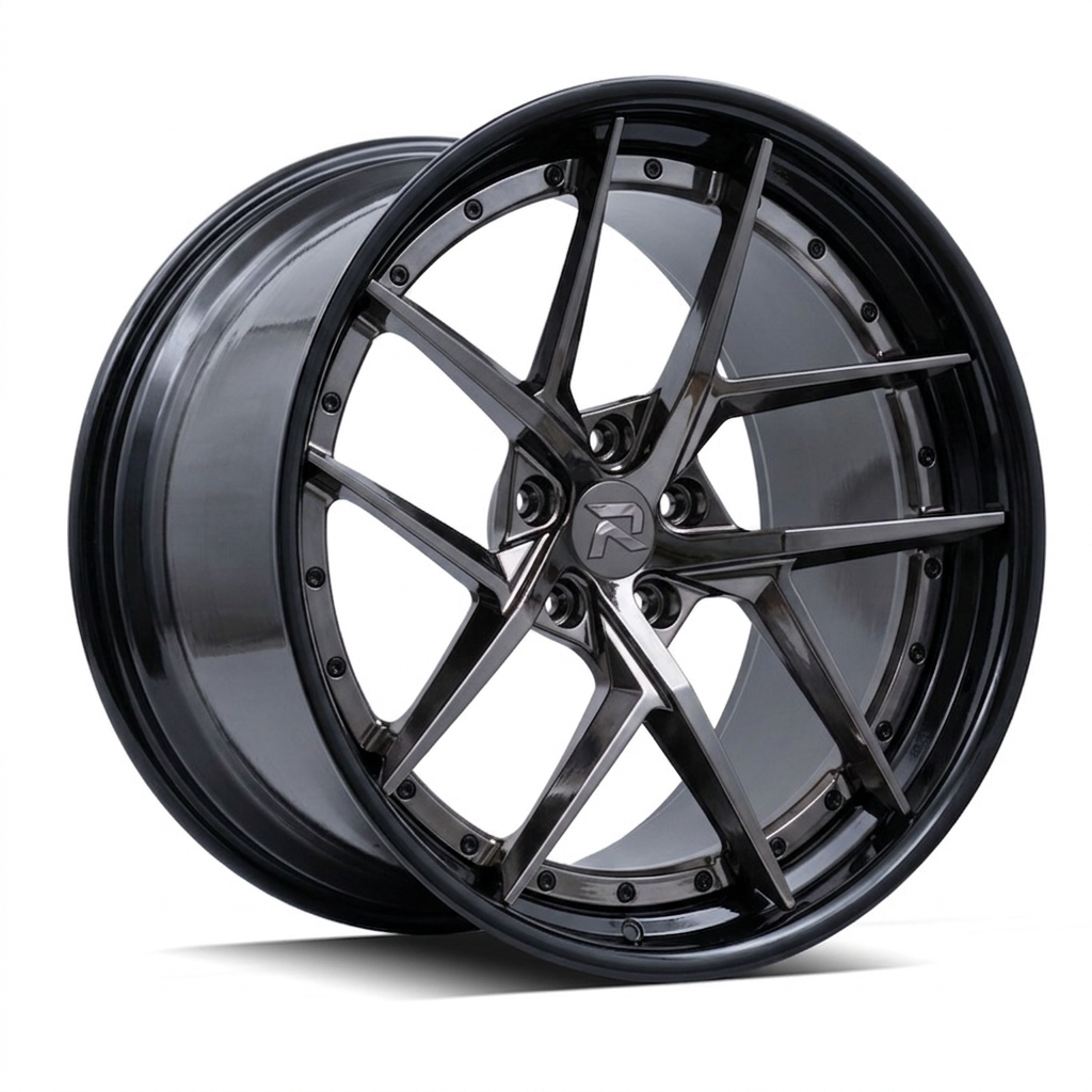 RZR CVII forged wheel — Smoked Chrome / Gloss Black