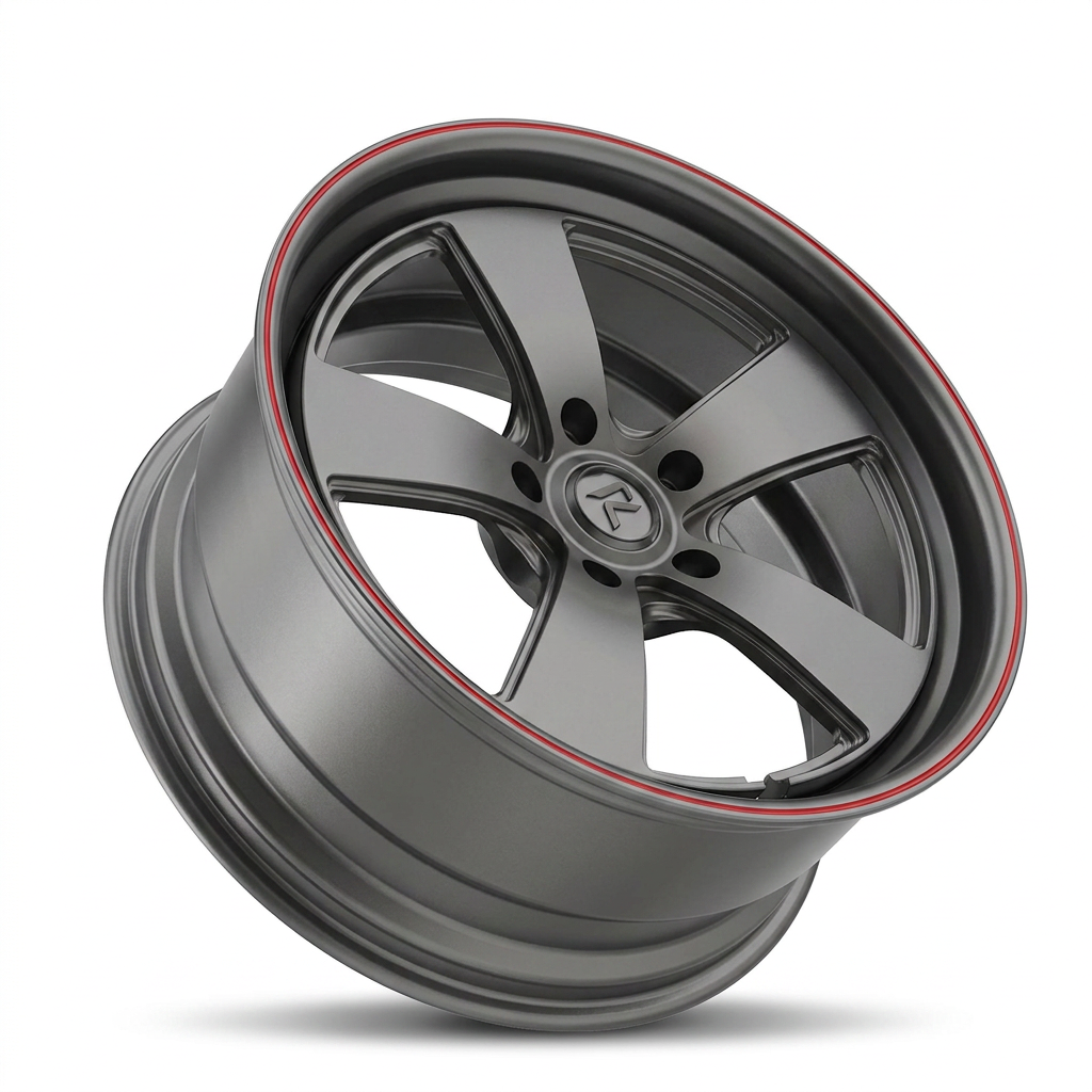 RZR LXVII forged wheel — Gunmetal / Red Pinstripe