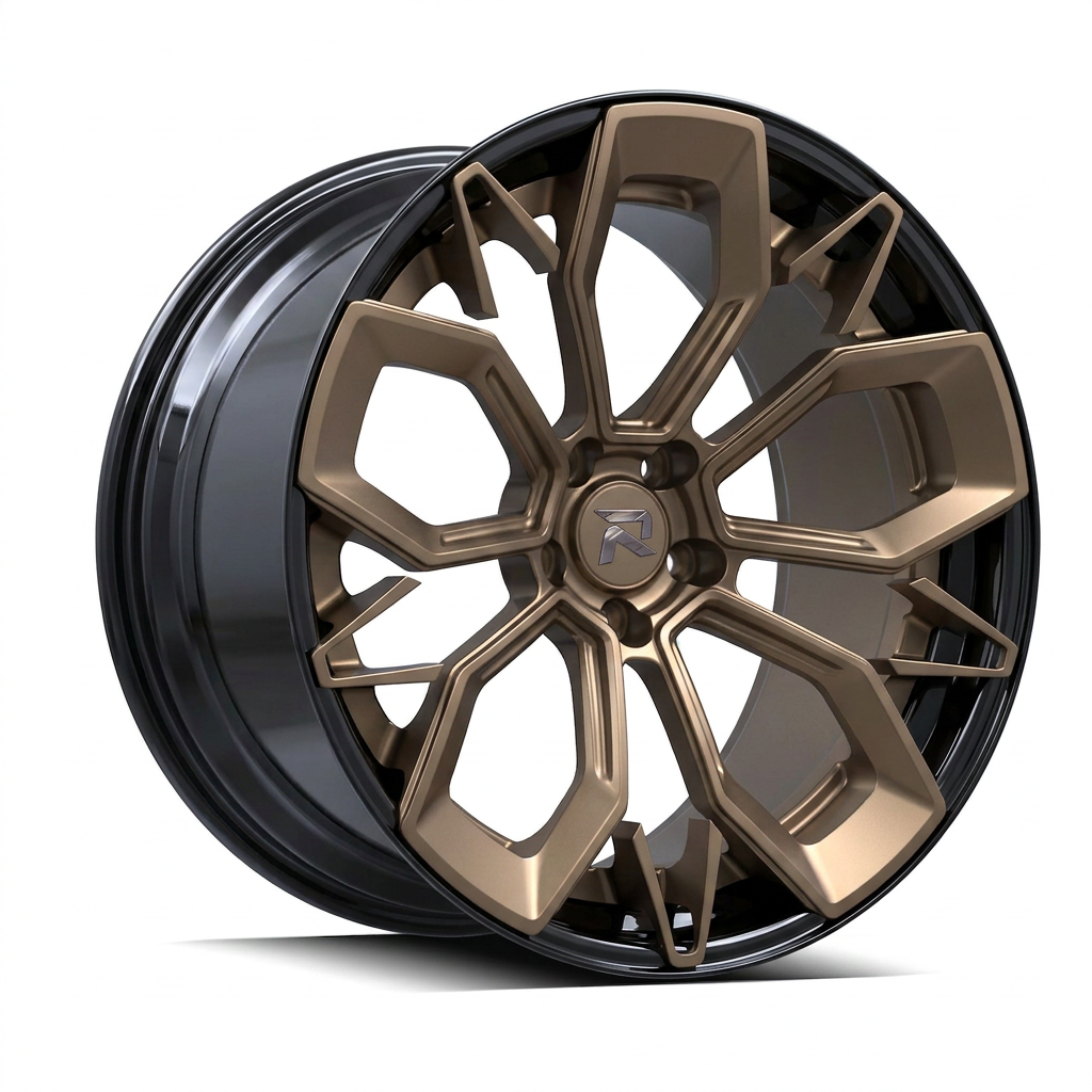 RZR CVI forged wheel — Satin Bronze / Gloss Black Lip