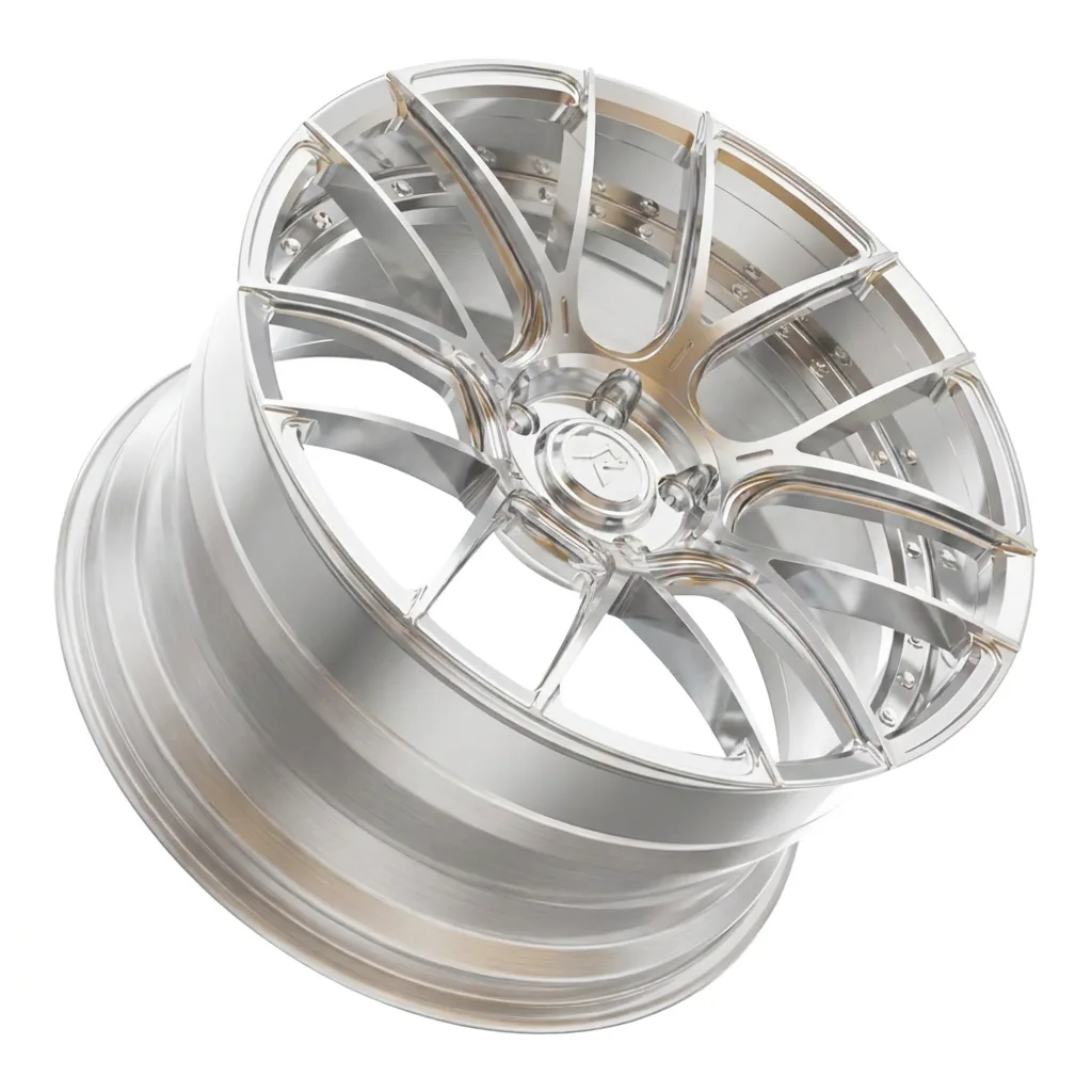 RZR II forged wheel — Brushed Silver / Polished Barrel