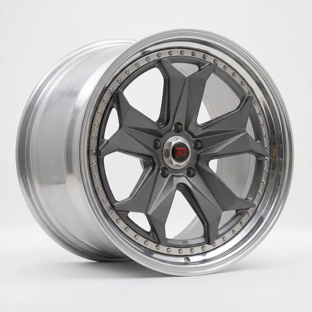 RZR XXXIV forged wheel — Frozen Grey Matte / Polished Lip