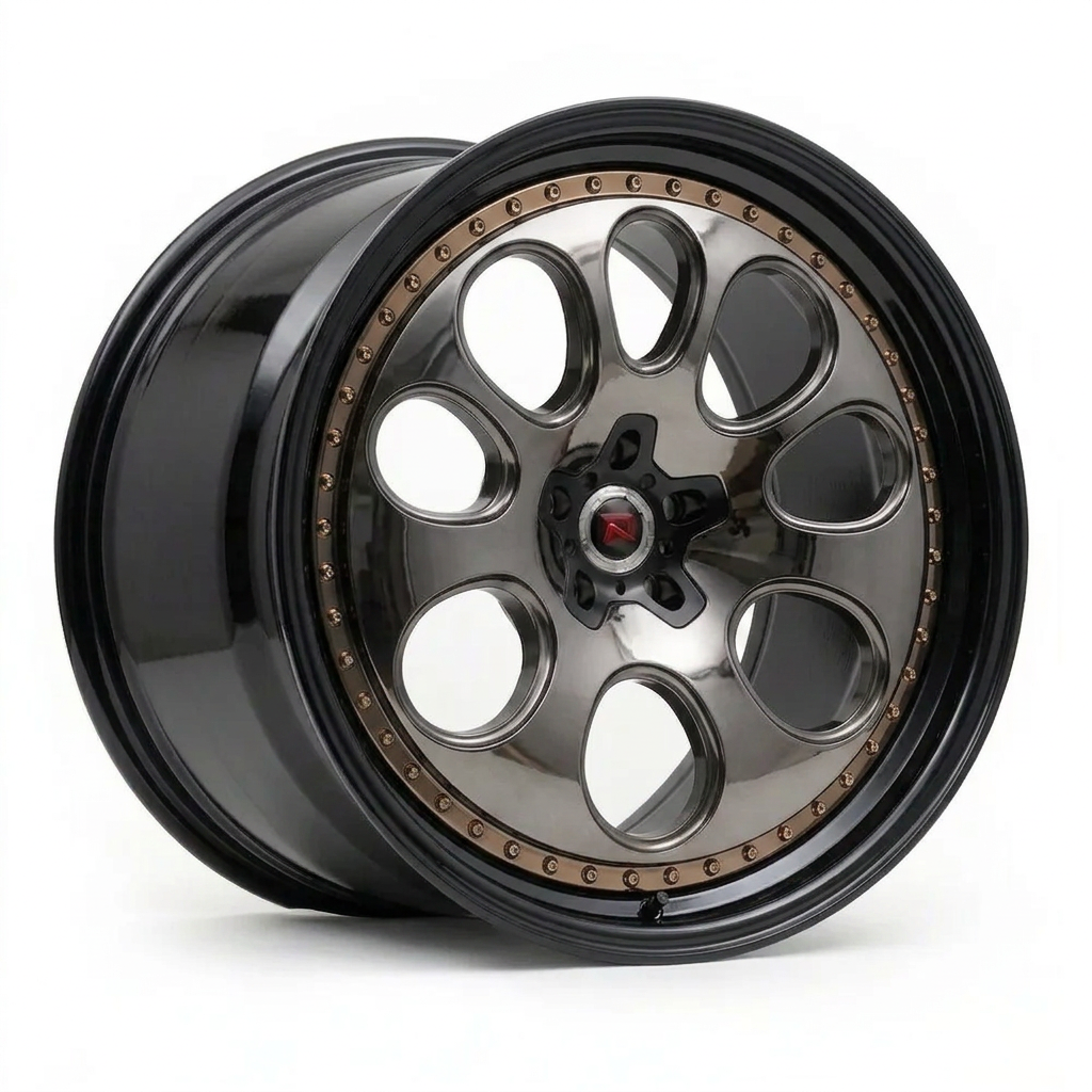 RZR XXIV forged wheel — Smoked Chrome / Gloss Black