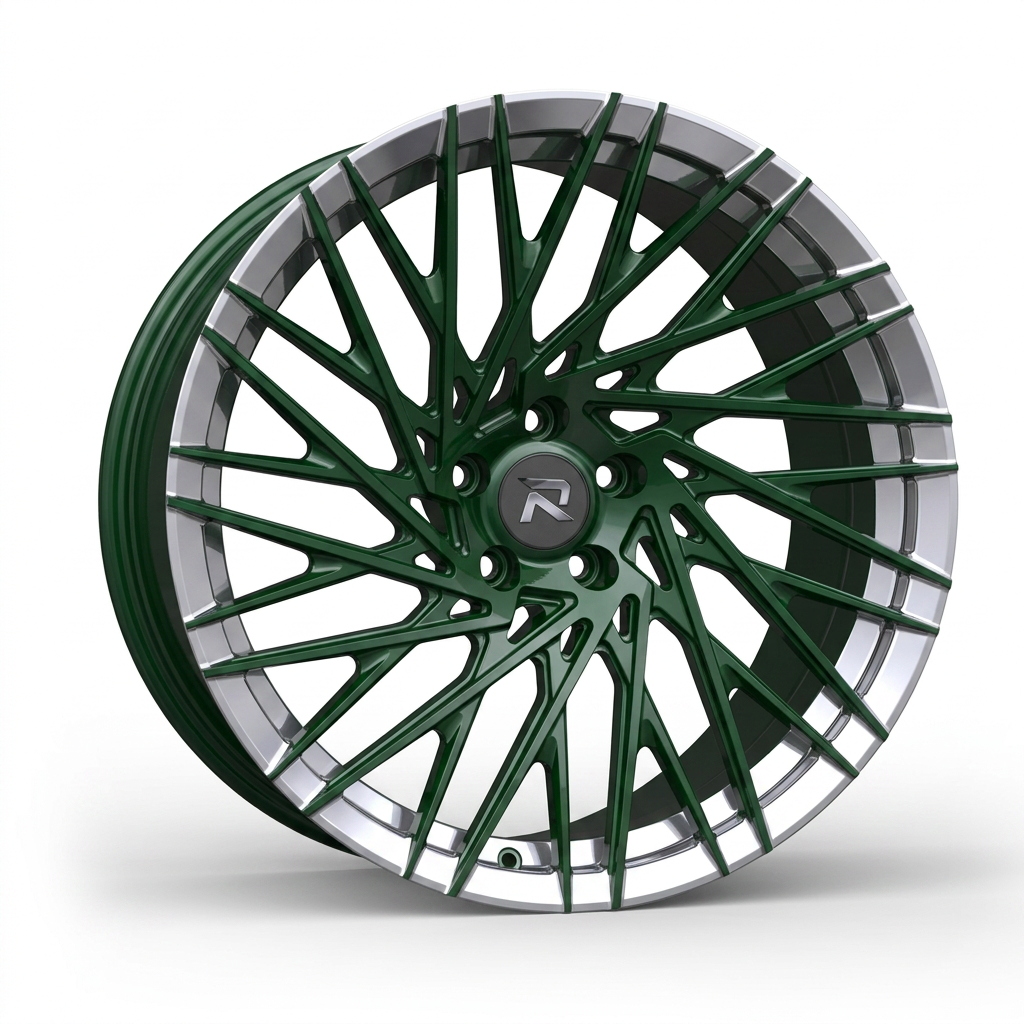 RZR CXCV forged wheel — British Racing Green / Polished Lip
