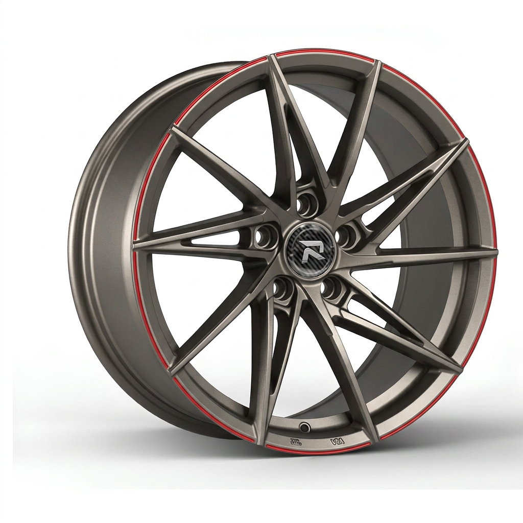 RZR CLXXXI forged wheel — Gunmetal / Red Pinstripe