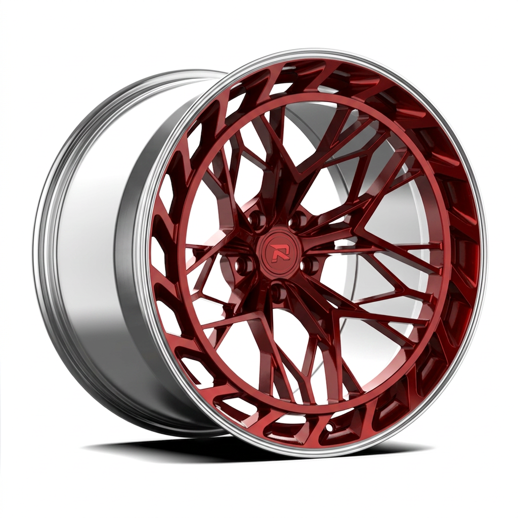 RZR CLXIX forged wheel — Candy Red / Polished Lip