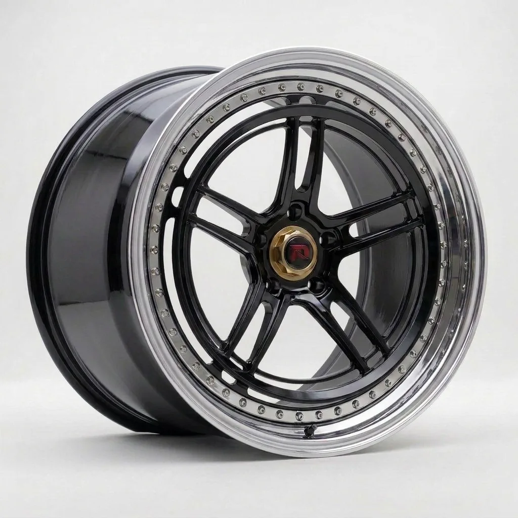 RZR LVII forged wheel — Gloss Black / Polished Lip
