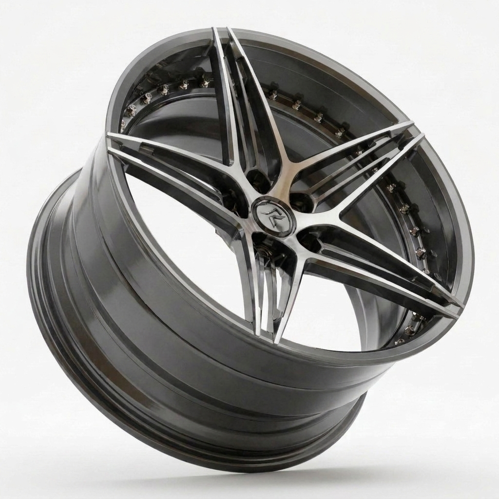 RZR VII custom forged wheel in Gunmetal / Polished Spoke Faces