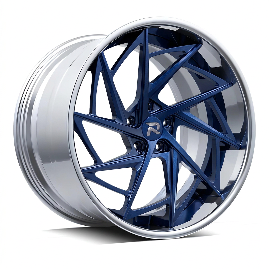 RZR XCVI forged wheel — Midnight Blue Pearl / Polished Lip