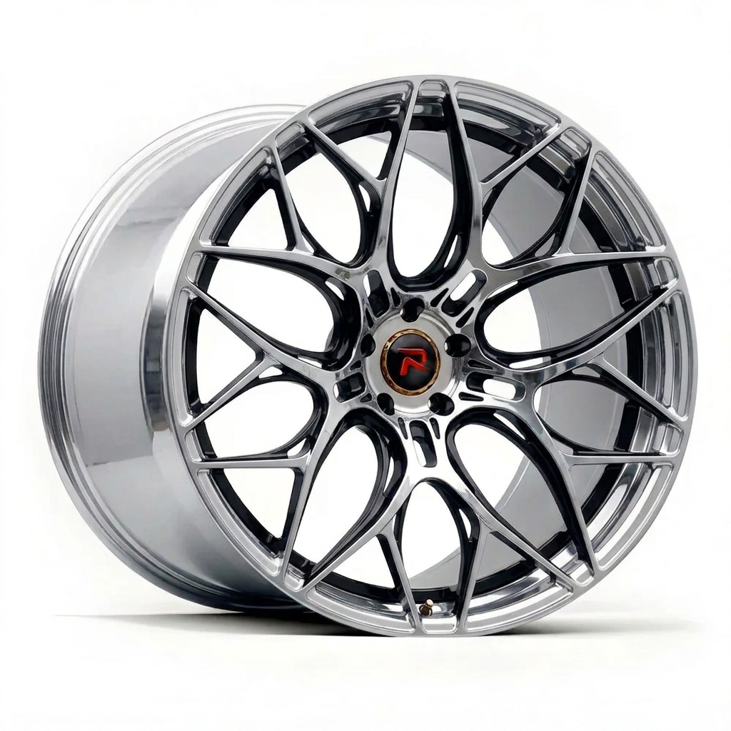 RZR LIV forged wheel — Liquid Silver Chrome / Black Accents